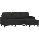 vidaXL Trosjed s tabureom crni 180 cm od tkanine | shoptok.hr
