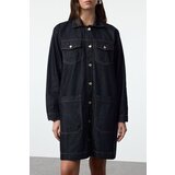 Trendyol Dark Blue Pocket Detail Shirt Collar Oversize Denim Trench Coat | Eponuda.ba