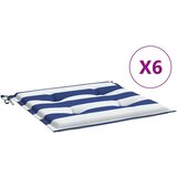 vidaXL Blazina za vrtni stol 6 kosov modro bele črte 40x40x4 cm blago, (20655764) | Shoptok.si