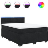  The Living Store Box spring posteljni z vzmetnico črn 140x190 cm žamet - Box Spring Postelja, (21491479) | Shoptok.si