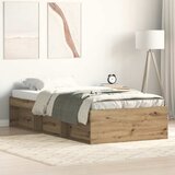 Maison Chic Posteljni okvir - Enojna postelja - Postelja za odrasle brez vzmetnice artisian hrast 90x200 cm-J6827, (21768828) | Shoptok.si