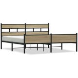 Metalni Kovinski posteljni okvir brez vzmetnice sonoma hrast 193x203 cm, (21607937) | Shoptok.si