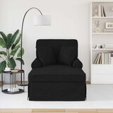  Naslonjač z krilom z blazino Črna 91 x 157 x 91 cm blago, (5000133111) | Shoptok.si