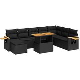 vidaXL Vrtna sedežna garnitura z blazinami 9-delna črn ratan/akacija, (21783060) | Shoptok.si