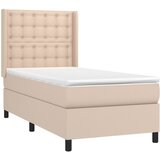  Krevet box spring madrac LED cappuccino 90x190cm umjetna koža | shoptok.hr
