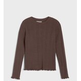 Sinsay Rebrasti slim fit džemper s ukrasnim volanima i viskozom | shoptok.hr