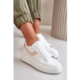 Boto Women's Sneakers On Platform Made Of Eco Leather White-Gold Brennessa | shoptok.hr
