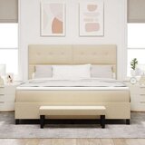  Krevet s podnicom s madracem i klupom krem 180x200 cm tkanina | shoptok.hr