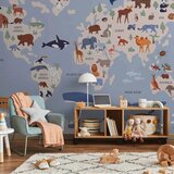  Foto tapeta - World Map With Animal Illustrations 400x280 Premium | shoptok.hr