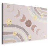  Slika - Joyful Sky - Yellow Cheerful Stars with a Rainbow Against the Phases of the Moon in a Light Beige Sky Hue 120x80 Standar | shoptok.hr
