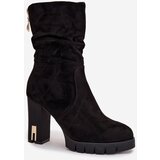 Boto Insulated Women's Ankle Boots on Heel with Gold Lock and Wrinkling Black Briannae | Shoptok.si