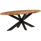  Blagovaonski stol ovalni 200x100x75 cm masivno obnovljeno drvo | shoptok.hr