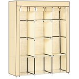 Nesta Zložljiva garderobna omara, bež, netkan tekstil, 8 predelov in palice za obešanje, 125×43×162,5 cm, prostorsko varčna shramba za oblačila, (5000493228) | Shoptok.si