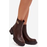 Boto Women's ankle boots with gold detail insulated brown Serene | Shoptok.si