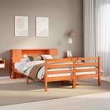 vidaXL Knjižna postelja brez vzmetnice vošč. rjava 140x200 cm borovina | Shoptok.si