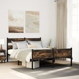 vidaXL Kovinski posteljni okvir brez vzmetnice dimljen hrast 160x200cm Cene