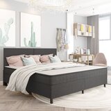 vidaXL Boxspring postelja temno siva iz blaga 200x200 cm Cene