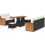 8 dijelni Set vrtnih kauča (vrtna garnitura) s jastucima crni sintetički ratan akacija | shoptok.hr