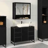 Set namještaja za kupaonicu 2 pcs Crni hrast 80 x 33 x 60 cm