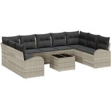  Set sofe s jastukom 10 pcs Svijetlo siva Poli Ratan | shoptok.hr