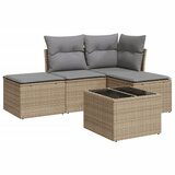 Maison Chic Seti vrtnega pohištva - Vrtna garnitura - Vrtni pohištvo set 5-delna z blazinami bež poli ratan, (21820858) | Shoptok.si