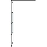 Pregrada za tuš crna 100 x 195 cm s napola mutnim staklom ESG | shoptok.hr