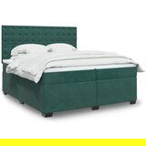 vidaXL Box spring postelja z vzmetnico temno zelena 200x200 cm žamet | Shoptok.si
