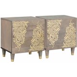 vidaXL Nočna omarica 2 pcs Siva 40 x 33 x 46 cm trden mangov les Cene