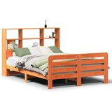 Maison Chic Posteljni okvir - Dvoposteljna postelja - Zakonska postelja brez vzmetnice voščeno rjav 135x190 cm borovina-J13302, (21775002) | Shoptok.si