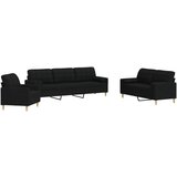 Maison Chic Sedežna garnitura - kavč 3-delna z blazinami črno blago, (21728313) | Shoptok.si