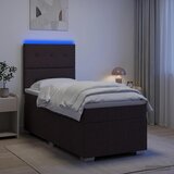  LED okvir za krevet s madracem Tamno smeđa 90 x 200 cm Tkanina | shoptok.hr
