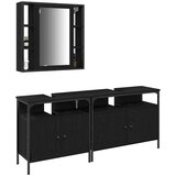  Kupaonske jedinice s umivaonikom 3 pcs Crna Konstruirano drvo | Eponuda.com