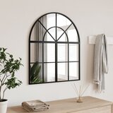 vidaXL Stensko ogledalo črno 60x70 cm obokano železo | Shoptok.si