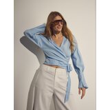 Reserved Bluza od mješavine lana - bljedoplavo | shoptok.hr