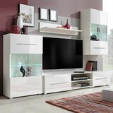 The Living Store 5-Delni komplet pohištva TV enota in LED osvetlitev bele barve - Viseča Omarica, (21374462) Cene