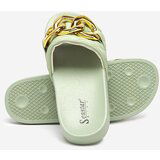 Resti Women's green quilted slippers with a gold chain Eteris - Footwear | Shoptok.si