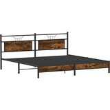 Metalni Kovinski posteljni okvir brez vzmetnice dimljen hrast 200x200cm, (21791569) | Shoptok.si