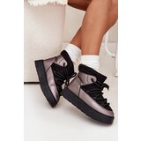 Boto Low Women's Snow Boots Insulated With Fur With Thick Lacing Black Xarina | shoptok.hr