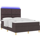  LED Box Spring Krevet Tamno smeđa 140 x 190 cm tkanina | shoptok.hr