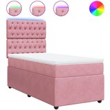 vidaXL Box spring postelja z vzmetnico roza 100x200 cm žamet, (21305505) | Shoptok.si