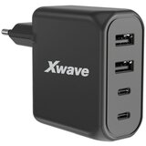 X Wave GaN100-2A2C GaN ultra-brzi punjac 100w, 2USB-A + 2USB-C, za mobilne tablete Crni Cene