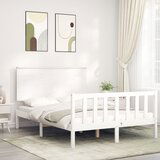 vidaXL Okvir za krevet s uzglavljem bijeli 140x200 cm od masivnog drva | shoptok.hr
