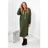 Kesi Long dress with a hood in khaki color Cene