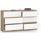 AKORD Komoda, 6 Predalov, Hrast Sonoma/Bela, (5000332275) | Shoptok.si
