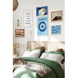 Wallxpert set od 8 uramljenih slika Çgs-027, plavi i narandžasti mediteranski motivi – mykonos oko, talasi, apstraktni oblici i citat, beli ram | Eponuda.com