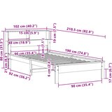  s regalom za knjige bez madraca 90x190 cm od borovine | shoptok.hr