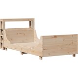 vidaXL Posteljni okvir z vzglavjem 100x200 cm trdna borovina, (21307072) | Shoptok.si