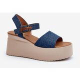 Kesi Women's blue denim wedge sandals by Geferia Cene