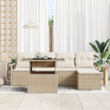  6-dijelni vrtni kauč set s jastučićima Bež Poli ratan | shoptok.hr