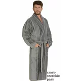 De Lafense Men's bathrobe 803 M-2XL grey - wide belts 090